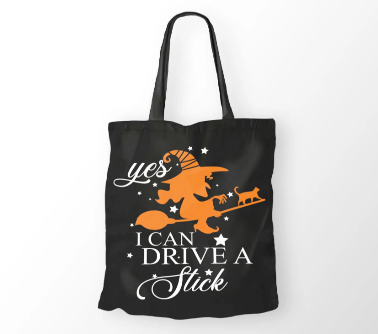 Πάνινη τσάντα Halloween "I can drive a stick"